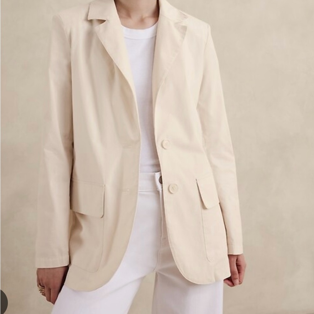 NWOT Banana Republic Factory Women's Unlined Poplin Cream Blazer
